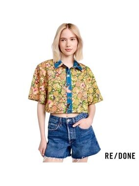 RE/DONE Oversized Crop Button Down Shirt  | NWOT